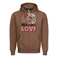 Chestnut Skull all you need is love Zipper Hoodie - FaDigitalArtStudio