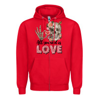 Red Skull all you need is love Zipper Hoodie - FaDigitalArtStudio