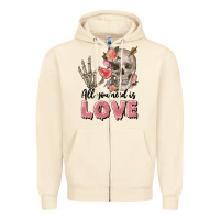 Sandshell Skull all you need is love Zipper Hoodie - FaDigitalArtStudio