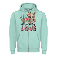 Skull All You Need Is Love Zipper Hoodie | Teevron