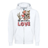 White Skull all you need is love Zipper Hoodie - FaDigitalArtStudio