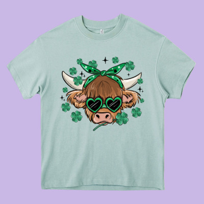 St Patrick's Day Cow Heavy Core Tee Designed By Maliassmallbusiness