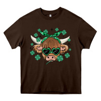Chocolate Brown st patrick's day cow Heavy Core Tee - MaliasSmallBusiness