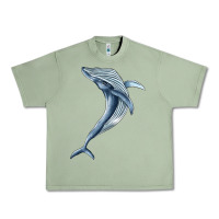 Oil Green humpback whale jumping Urban Heavy Tee - BarkalooDesign