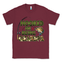 Burgundy fish lures hooked on being grandpa Classic Tee - Artiststas
