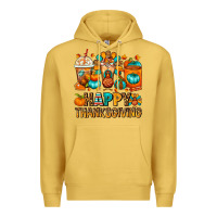Antique Gold Happy Thanksgiving Coffee Cups Premium Hoodie - FaDigitalArtStudio