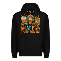 Black Happy Thanksgiving Coffee Cups Premium Hoodie - FaDigitalArtStudio