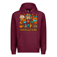 Burgundy Happy Thanksgiving Coffee Cups Premium Hoodie - FaDigitalArtStudio