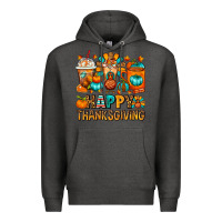 Charcoal Heather Happy Thanksgiving Coffee Cups Premium Hoodie - FaDigitalArtStudio