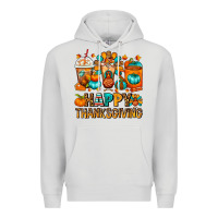 Dove Grey Happy Thanksgiving Coffee Cups Premium Hoodie - FaDigitalArtStudio