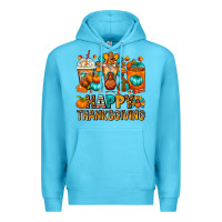 Ocean Blue Happy Thanksgiving Coffee Cups Premium Hoodie - FaDigitalArtStudio
