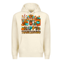 Sandshell Happy Thanksgiving Coffee Cups Premium Hoodie - FaDigitalArtStudio