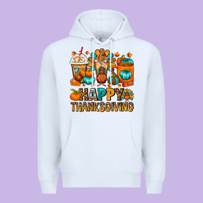 Happy Thanksgiving Coffee Cups Premium Hoodie Designed By Fadigitalartstudio