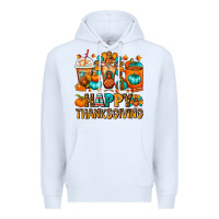 White Happy Thanksgiving Coffee Cups Premium Hoodie - FaDigitalArtStudio