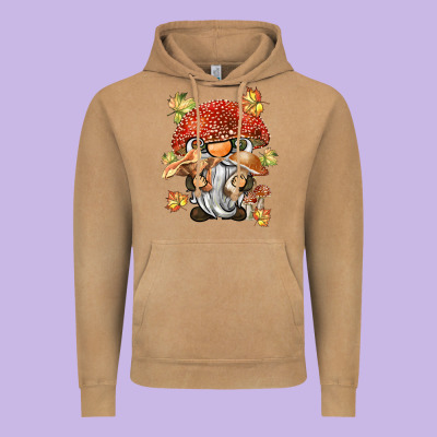 Mushroom Gnome Vintage Hoodie Designed By Barkaloodesign