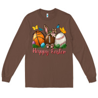 Chestnut Happy Easter sports with butterfly Long Sleeve Tee - NancyCooperArtShop