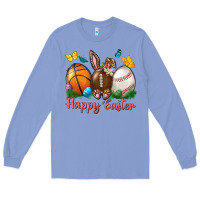 Colony Blue Happy Easter sports with butterfly Long Sleeve Tee - NancyCooperArtShop
