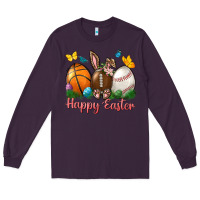 Plum Happy Easter sports with butterfly Long Sleeve Tee - NancyCooperArtShop