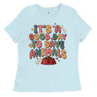 Baby Blue it's a good day to save animals Ladies Tee - MaliasSmallBusiness