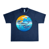 Navy humpback whale Urban Heavy Tee - BarkalooDesign