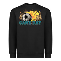 Black Game day Soccer leopard flames fireball Heavyweight Sweatshirt - HowdyJamesFarm