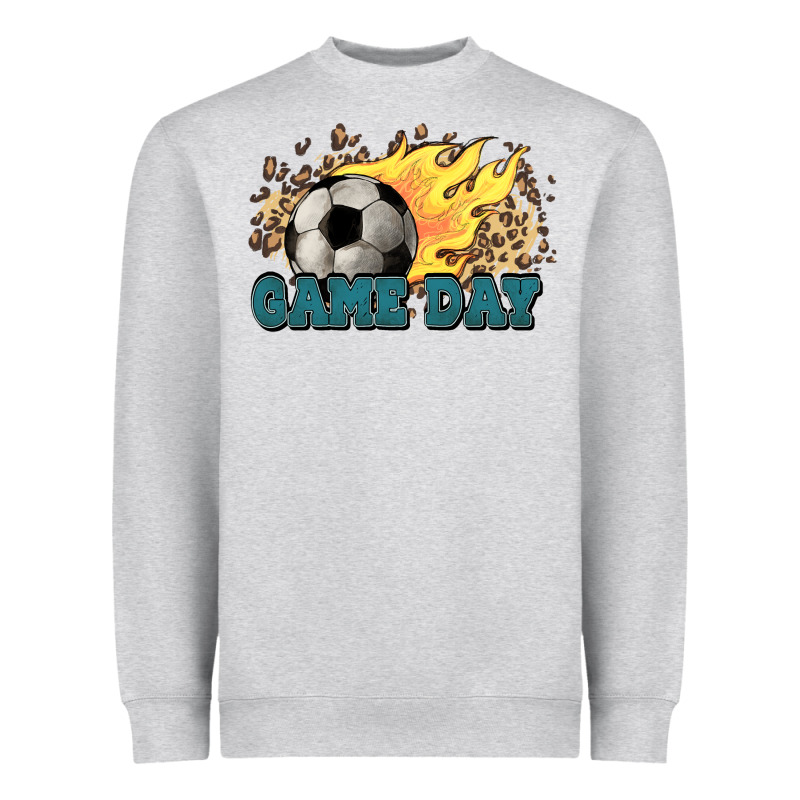 Game Day Soccer Leopard Flames Fireball Heavyweight Sweatshirt by HowdyJamesFarm | Teevron