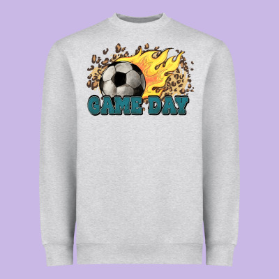 Game Day Soccer Leopard Flames Fireball Heavyweight Sweatshirt Designed By Howdyjamesfarm
