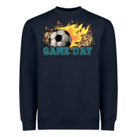 Navy Game day Soccer leopard flames fireball Heavyweight Sweatshirt - HowdyJamesFarm