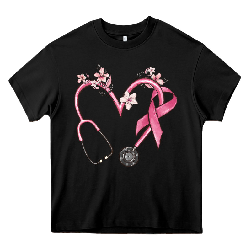 Stethoscope Nurse Medical Breast Cancer Awareness Heavy Core Tee by MaliasSmallBusiness | Teevron