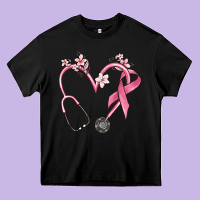 Stethoscope Nurse Medical Breast Cancer Awareness Heavy Core Tee Designed By Maliassmallbusiness