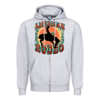 Heather Grey American rodeo Zipper Hoodie - FaDigitalArtStudio