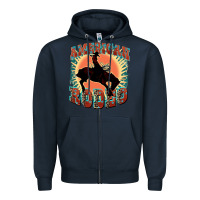 Navy American rodeo Zipper Hoodie - FaDigitalArtStudio