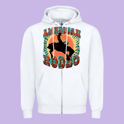 American Rodeo Zipper Hoodie Designed By Fadigitalartstudio