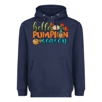 Navy hello pumpkin season Heavyweight Hoodie - BundleAndBundleShop