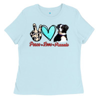 Baby Blue Peace Love Aussie Ladies Tee - Jasminsmagicworld