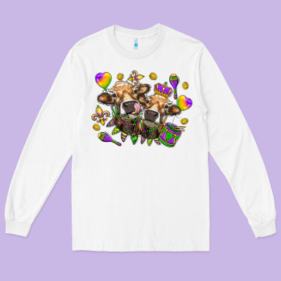 Mardi Gras Heifers Long Sleeve Tee Designed By Nancycooperartshop