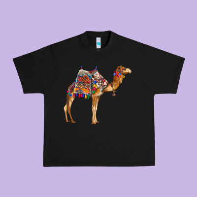 Camel With Colorful Saddle Urban Heavy Tee Designed By Barkaloodesign