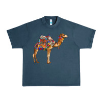 Midnight Navy camel with colorful saddle Urban Heavy Tee - BarkalooDesign