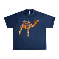 Navy camel with colorful saddle Urban Heavy Tee - BarkalooDesign