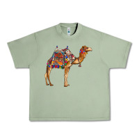 Oil Green camel with colorful saddle Urban Heavy Tee - BarkalooDesign