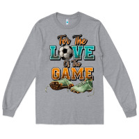 Heather Grey For the love of the game Soccer Long Sleeve Tee - NancyCooperArtShop