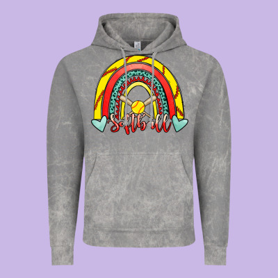 Softball Rainbow Vintage Hoodie Designed By Ranaportraitstore