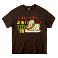 Chocolate Brown stepping into juneteenth Heavy Core Tee - MaliasSmallBusiness