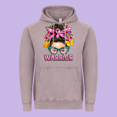 Cancer Warrior Messy Bun Vintage Hoodie Designed By Barkaloodesign