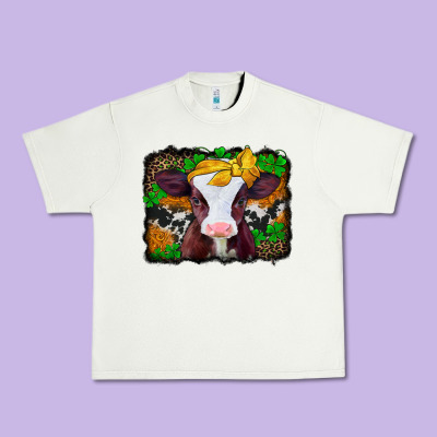 St Patricks Baby Cow With Leopard Background Urban Heavy Tee Designed By Jasminsmagicworld
