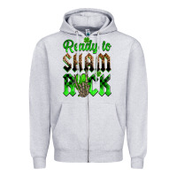 Heather Grey St. Patricks' Day ready to sham rock Zipper Hoodie - OliviaCreatesArt