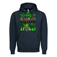 Navy St. Patricks' Day ready to sham rock Zipper Hoodie - OliviaCreatesArt