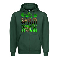 Sports Green St. Patricks' Day ready to sham rock Zipper Hoodie - OliviaCreatesArt