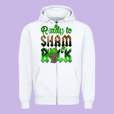 St. Patricks' Day Ready To Sham Rock Zipper Hoodie Designed By Oliviacreatesart