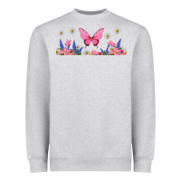 Heather Grey butterflies and flowers Heavyweight Sweatshirt - TumblerDesignByShophia